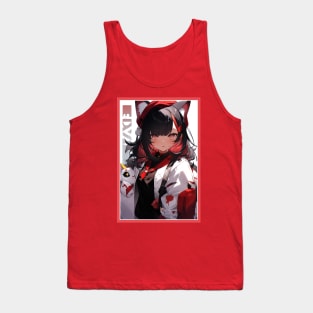 Aesthetic Anime Girl Red White Black | Quality Aesthetic Anime Design | Chibi Manga Anime Art Tank Top